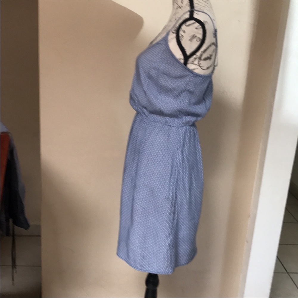 Blue & White Patterned Spaghetti Strap Dress - image 4